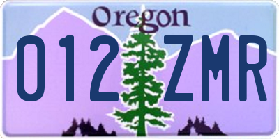OR license plate 012ZMR