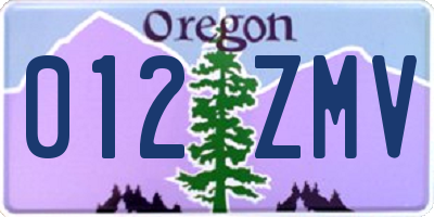 OR license plate 012ZMV