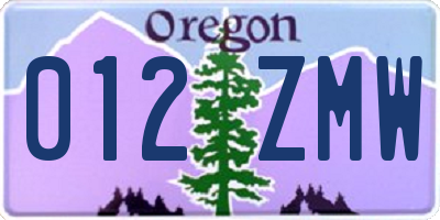 OR license plate 012ZMW