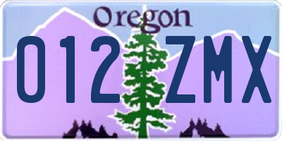 OR license plate 012ZMX