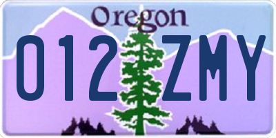 OR license plate 012ZMY