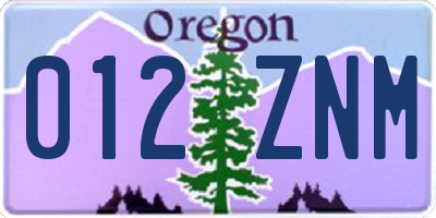 OR license plate 012ZNM