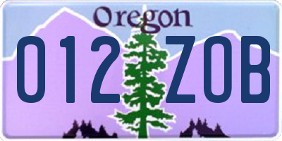 OR license plate 012ZOB