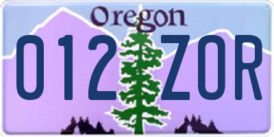 OR license plate 012ZOR