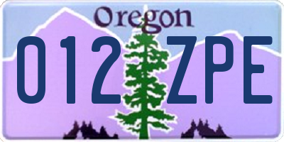 OR license plate 012ZPE