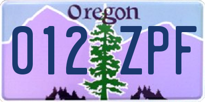 OR license plate 012ZPF