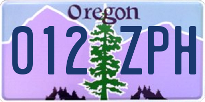 OR license plate 012ZPH