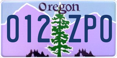 OR license plate 012ZPO