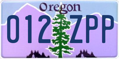 OR license plate 012ZPP