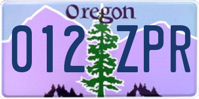 OR license plate 012ZPR