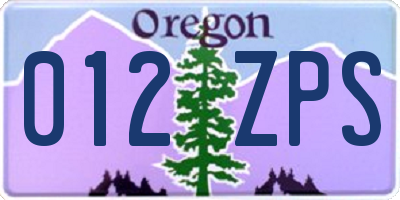 OR license plate 012ZPS