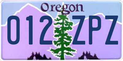 OR license plate 012ZPZ