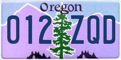 OR license plate 012ZQD