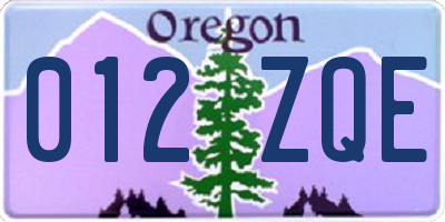 OR license plate 012ZQE