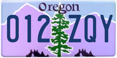 OR license plate 012ZQY