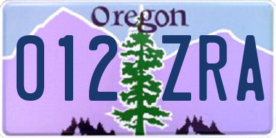 OR license plate 012ZRA