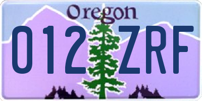 OR license plate 012ZRF