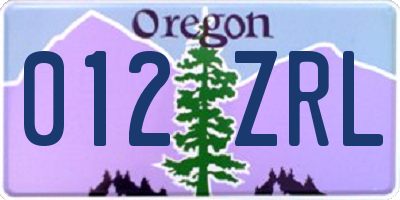 OR license plate 012ZRL