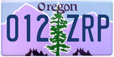 OR license plate 012ZRP