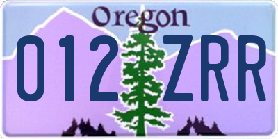 OR license plate 012ZRR