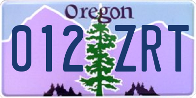 OR license plate 012ZRT