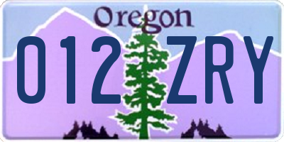 OR license plate 012ZRY