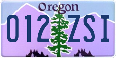OR license plate 012ZSI