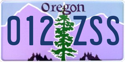 OR license plate 012ZSS