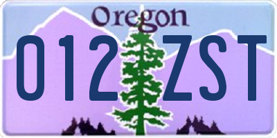 OR license plate 012ZST