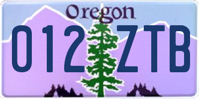 OR license plate 012ZTB