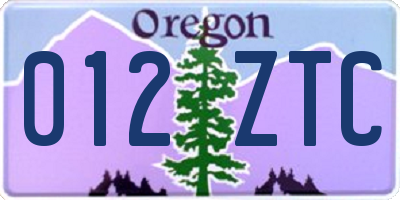 OR license plate 012ZTC