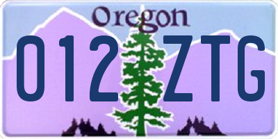 OR license plate 012ZTG