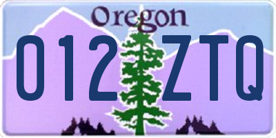 OR license plate 012ZTQ