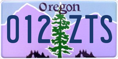 OR license plate 012ZTS