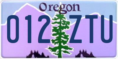 OR license plate 012ZTU