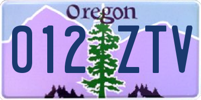 OR license plate 012ZTV