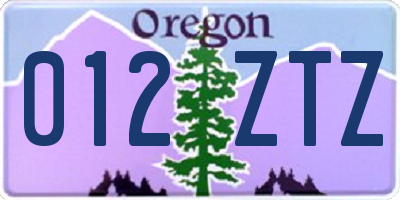 OR license plate 012ZTZ