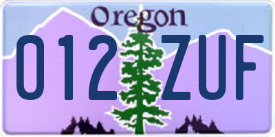OR license plate 012ZUF