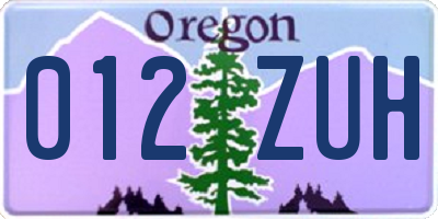 OR license plate 012ZUH