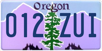 OR license plate 012ZUI