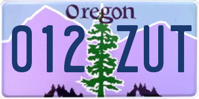 OR license plate 012ZUT