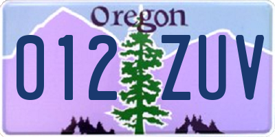 OR license plate 012ZUV