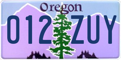 OR license plate 012ZUY
