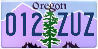 OR license plate 012ZUZ