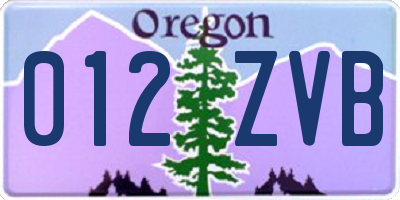 OR license plate 012ZVB