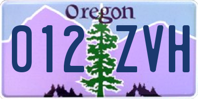 OR license plate 012ZVH