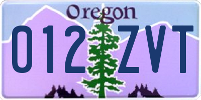 OR license plate 012ZVT