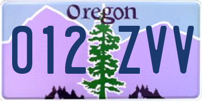 OR license plate 012ZVV