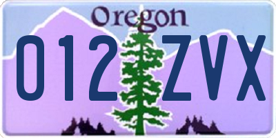 OR license plate 012ZVX
