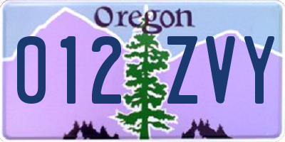 OR license plate 012ZVY